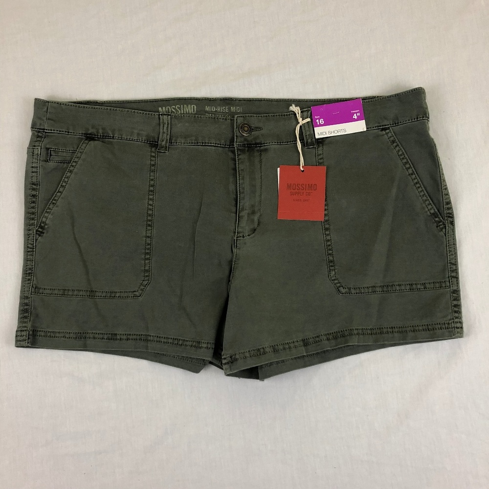 Mossimo Olive Green Midi Shorts, NWT, Size 16